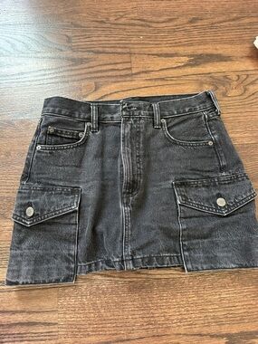 Aritzia Black Washed Denim Mini Skirt